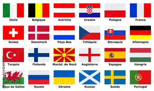 Drapeaux des pays européens participant à la coupe	