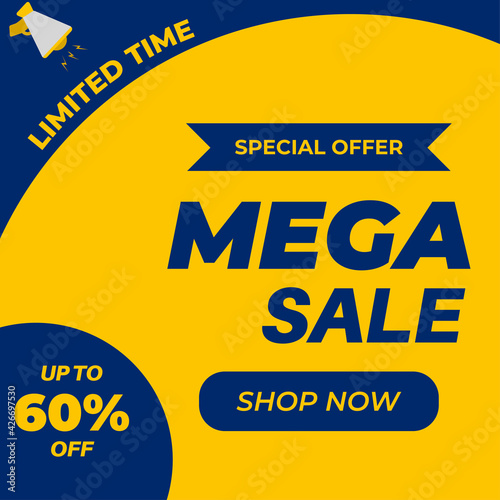 Sale banner template design. Mega sale, Special offer for web and social media marketing best price in vector