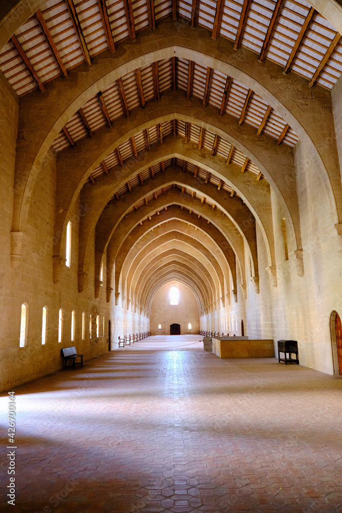 Monks' bedroom, Poblet Abbey, Catalonia, Spain