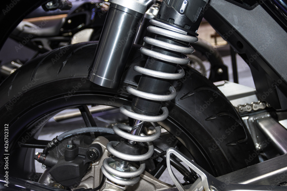 black Shock Absorbers part of Motorcycle for absorbing jolts black Shock Absorbers part of Motorcycle for absorbing jolts