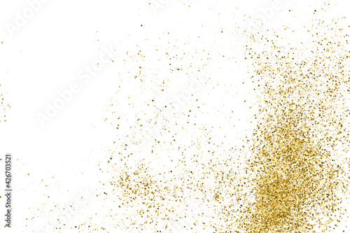 Gold Glitter Texture Isolated On White. Amber Particles Color. Celebratory Background. Golden Explosion Of Confetti. Vector Illustration  Eps 10.