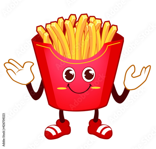 french fries mascot cartoon in vector