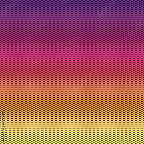 Abstract knitting background with a gradient of purple, pink, scarlet and yellow. Stock illustration for web and print, background and wallpaper.
