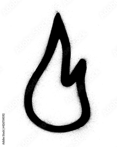 graffiti flame shape sprayed in black over white