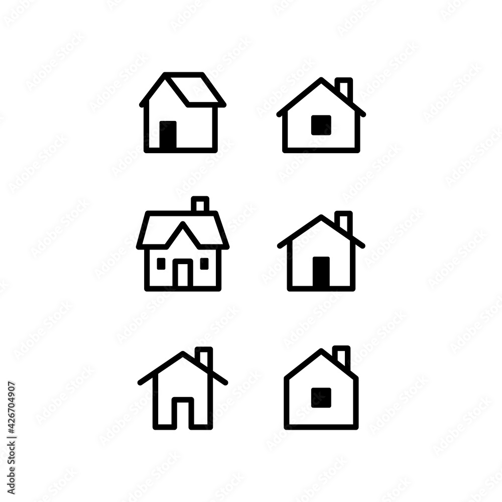 House vector icon set. Home simple linear symbols.