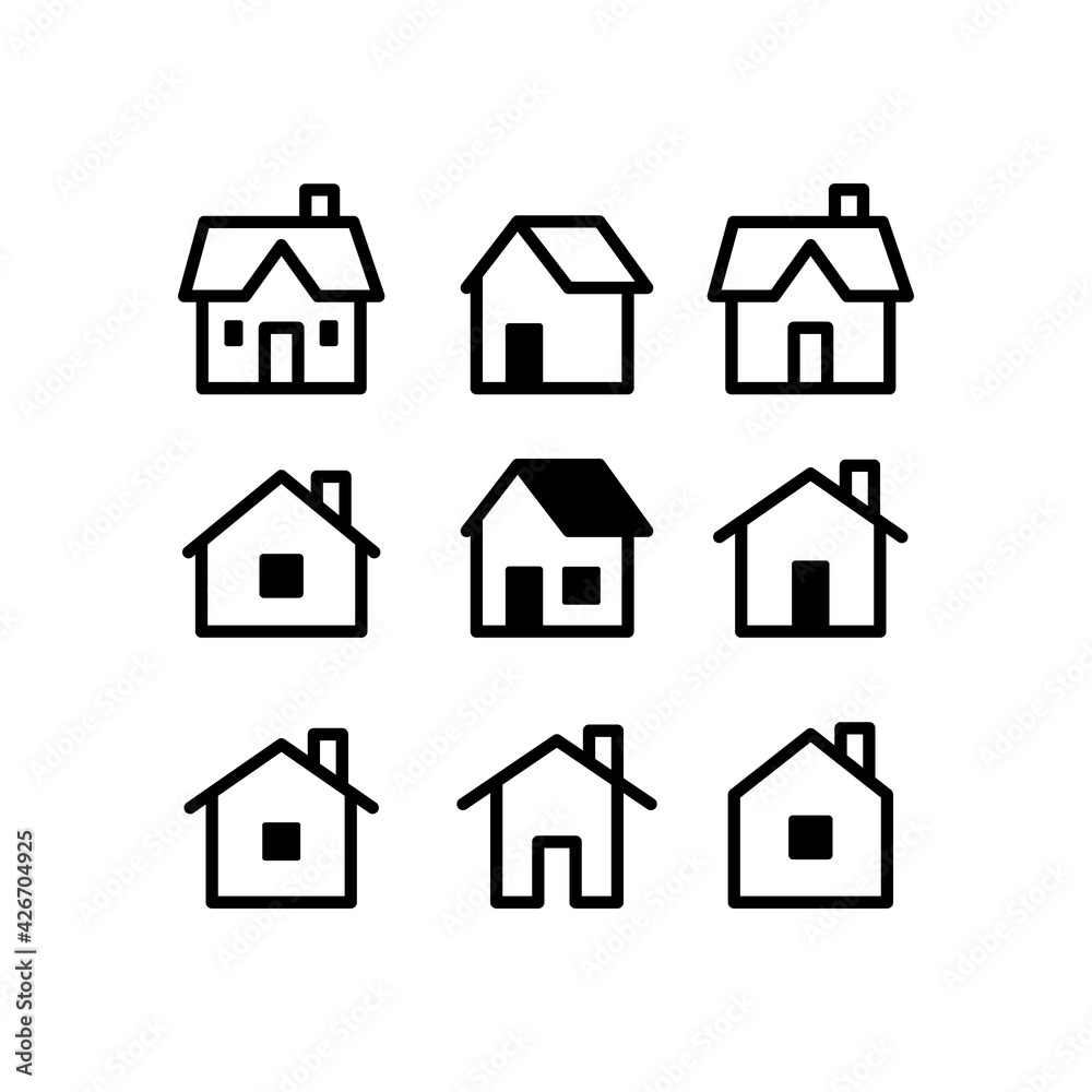 House vector icon set. Home simple linear symbols.