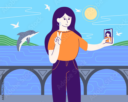 Video blogger marking, illustrations in flat vector
