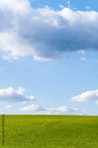 Green field and blue sky  concept of nature  outdoor relax.