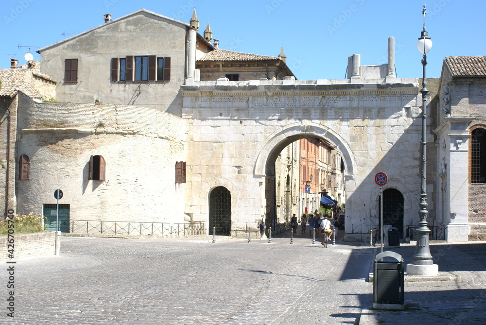 The triumphal Arch of Augustus in Fano, region Marche (Italy)
