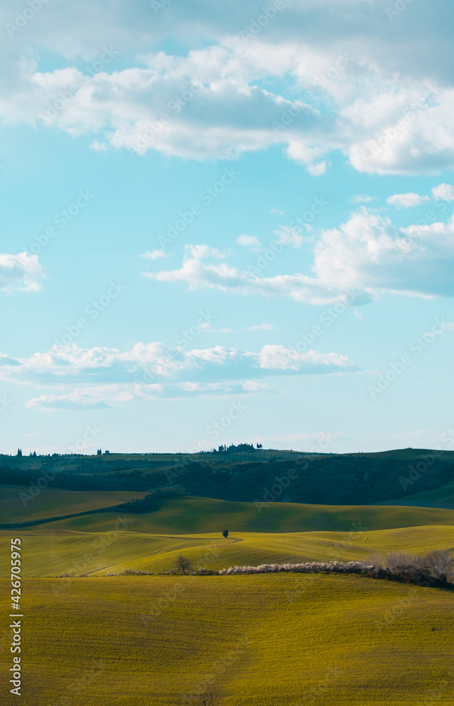 Beautiful landscape in Tuscany, Italy. Concept of real estate, relax, outdoor recreation.