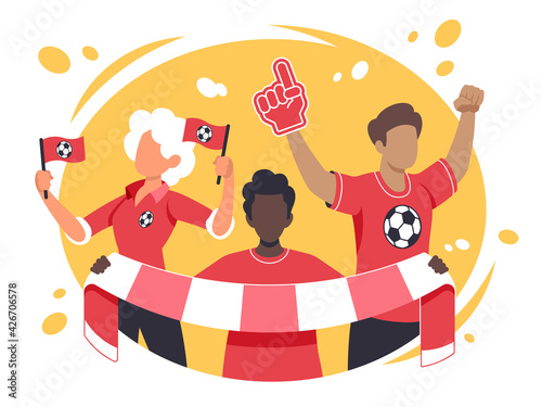 Colourful flat vector illustration of sports fans