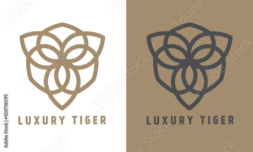 Abstract tiger line art logo design template