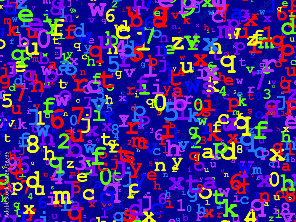 Random letters and numbers. Digital background in a matrix style. Binary code pattern with digits on screen, falling character. Abstract digital backdrop. Vector illustration Random letters and numbers. Digital background in a matrix style. Binary code pattern with digits on screen, falling character. Abstract digital backdrop. Vector illustration