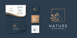 Nature logo template with creative style and business card design Premium Vector