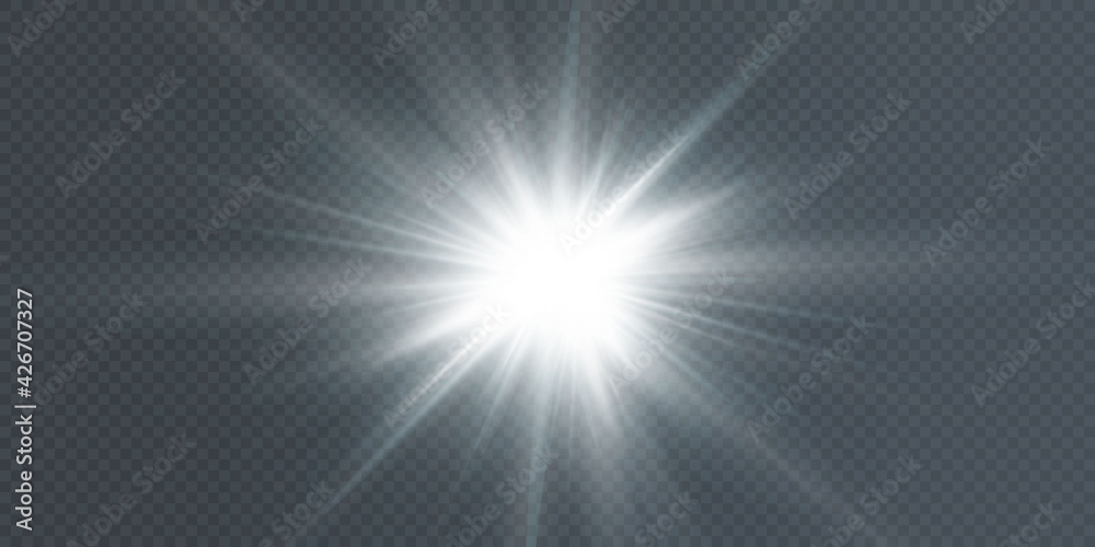 Stockvektorbilden The sun is shining bright light rays with