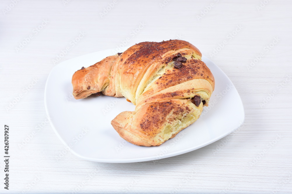 Cheese bread, on white wooden background