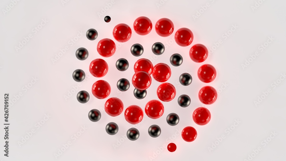 3d render abstract swirling pattern red and black spiral