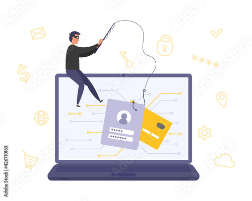 Concept of online fraud, phishing, hacking account. Cyber crime - personal data hacking