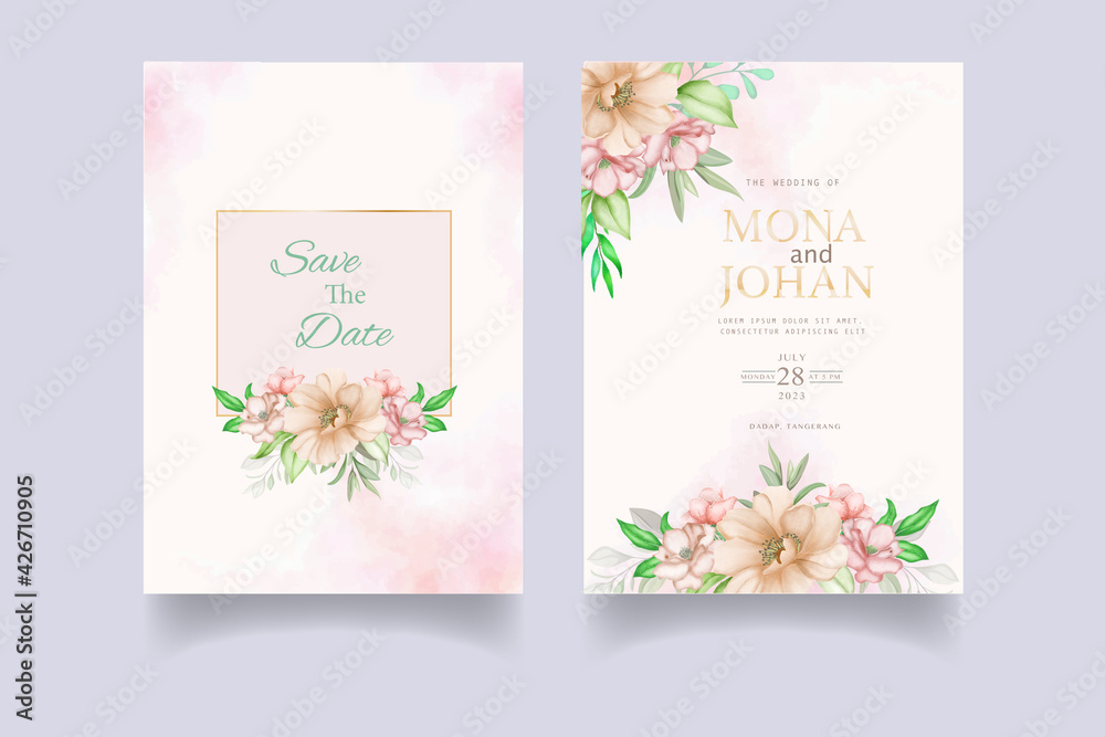 beautiful floral wreath wedding invitation card template