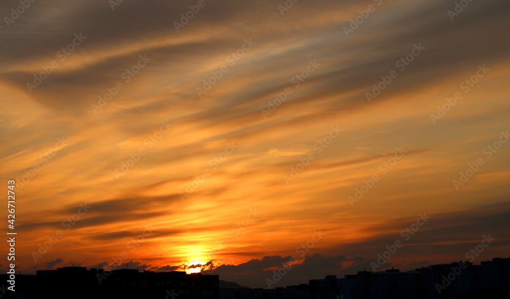 Photo background evening of a beautiful sunset