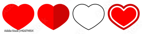 Set heart icons, graphic design template, Valentines Day symbols, vector illustration