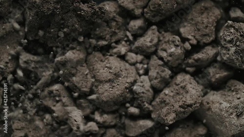 Ground pulsating, in slow motion.  Macro. Close up. Concept: earthquake, ground vibration
