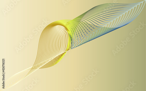 Vector abstract beige background with green and gold wavy lines. Light background for screensavers, website design.