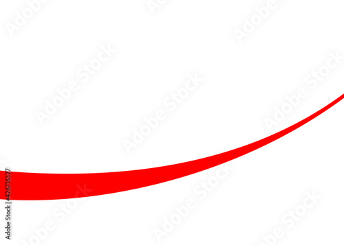 Red curve line on a white background. Vector graphics.