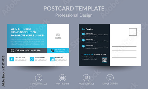 Blue Corporate business postcard or EDDM postcard design template
