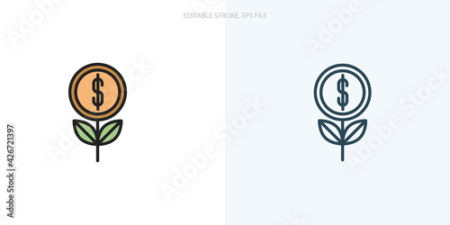 Financial growth icon for your website, logo, app, UI, product print. Editable stroke icons set
