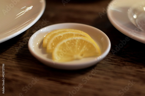lemon slices on a plate