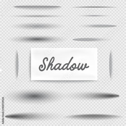 Shadow set on transparent background. Oval shadows and soft edges, Graphic Resources, Vector illustration EPS.10