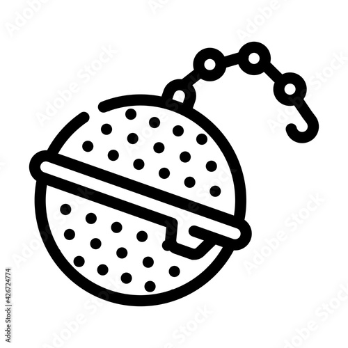 strainer on chain tea line icon vector. strainer on chain tea sign. isolated contour symbol black illustration