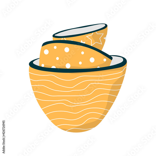 Vector illustration. Empty flat plates. Modern kitchen bowls.