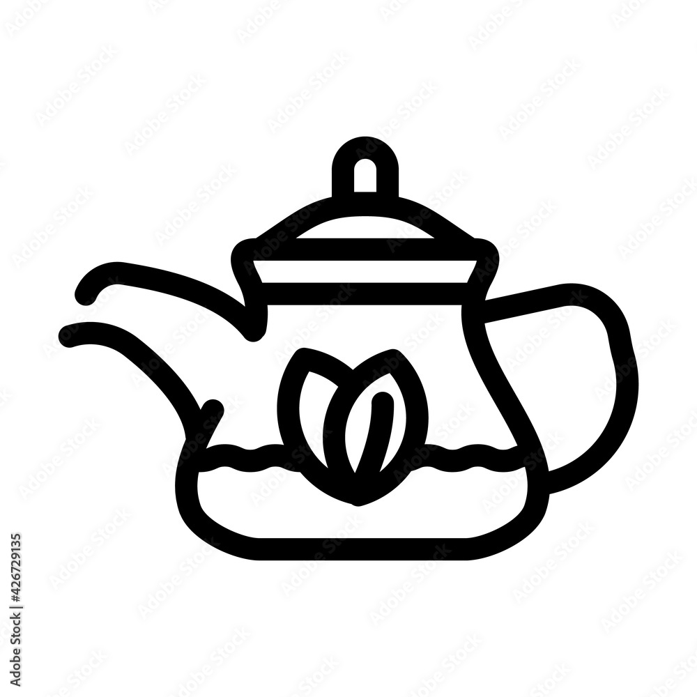 green tea in teapot line icon vector. green tea in teapot sign. isolated contour symbol black illustration green tea in teapot line icon vector. green tea in teapot sign. isolated contour symbol black illustration