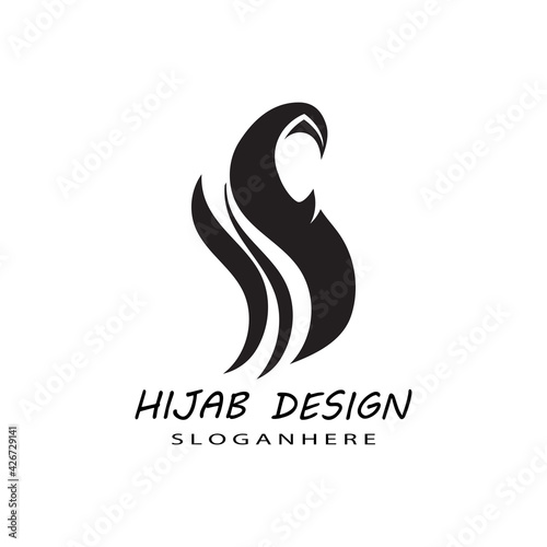 Muslimah hijab Logo template vector illustration design