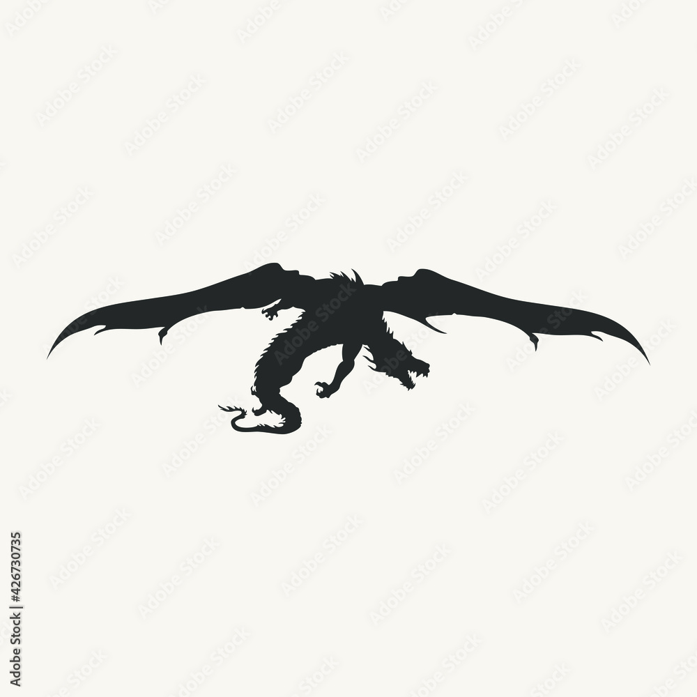Obraz premium flying dragon mountain art vector