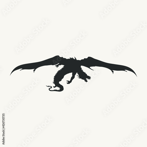 flying dragon mountain art vector