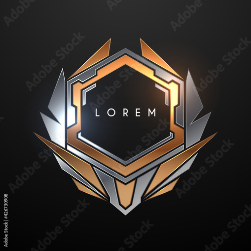 Silver and gold geometric frame template