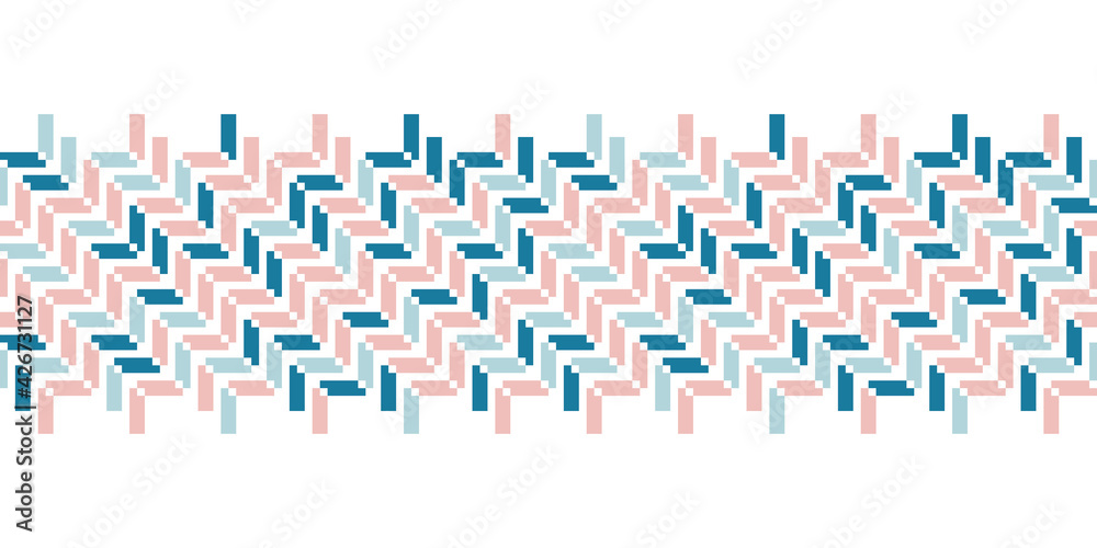 Zigzag seamless vector pattern Border for fashion, interior design and wallpaper. Elegant regular geometric pattern with colourful tiled rectangles on white background. Zigzag seamless vector pattern Border for fashion, interior design and wallpaper. Elegant regular geometric pattern with colourful tiled rectangles on white background.