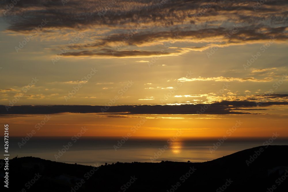 beautiful golden sunrise over the mediterranean sea