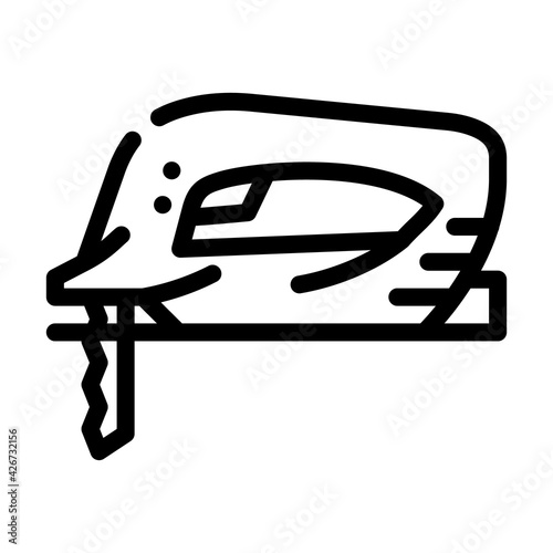 jigsaw tool line icon vector. jigsaw tool sign. isolated contour symbol black illustration