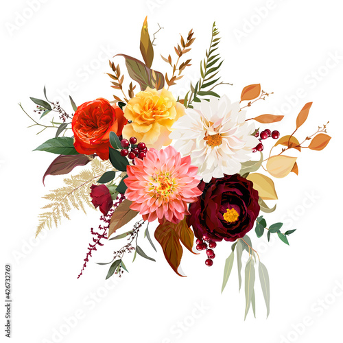 Moody boho chic wedding vector design bouquet