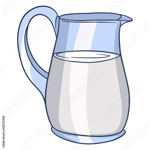 A jug of milk. Milk products. Fresh milk. Farm products.