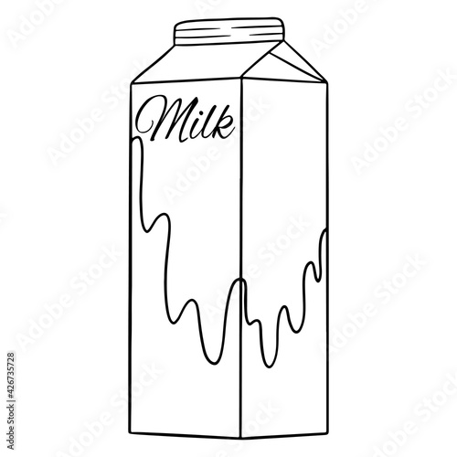 Milk in a cardboard box. Milk products. Fresh milk. Farm products.