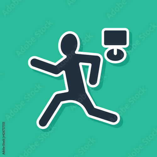 Blue Murder icon isolated on green background. Body, bleeding, corpse, bleeding icon. Concept of crime scene. Vector