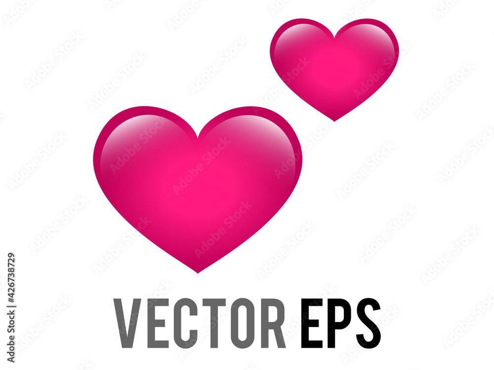 Vector two love pink glossy hearts icon, used for expressions of love is in the air