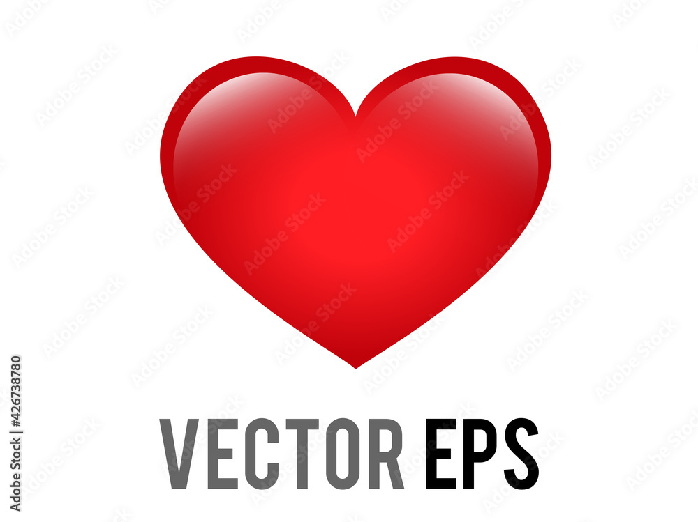 Vector classic love red glossy heart icon, used for expressions of love passion and romance