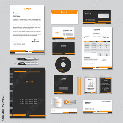 corporate identity template with digital elements. Vector company style for brand book and guideline.	