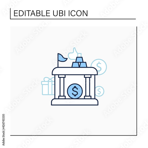 Sovereign wealth funds line icon. Investment fund place. Tax storage.Universal basic income concept. Isolated vector illustration.Editable stroke